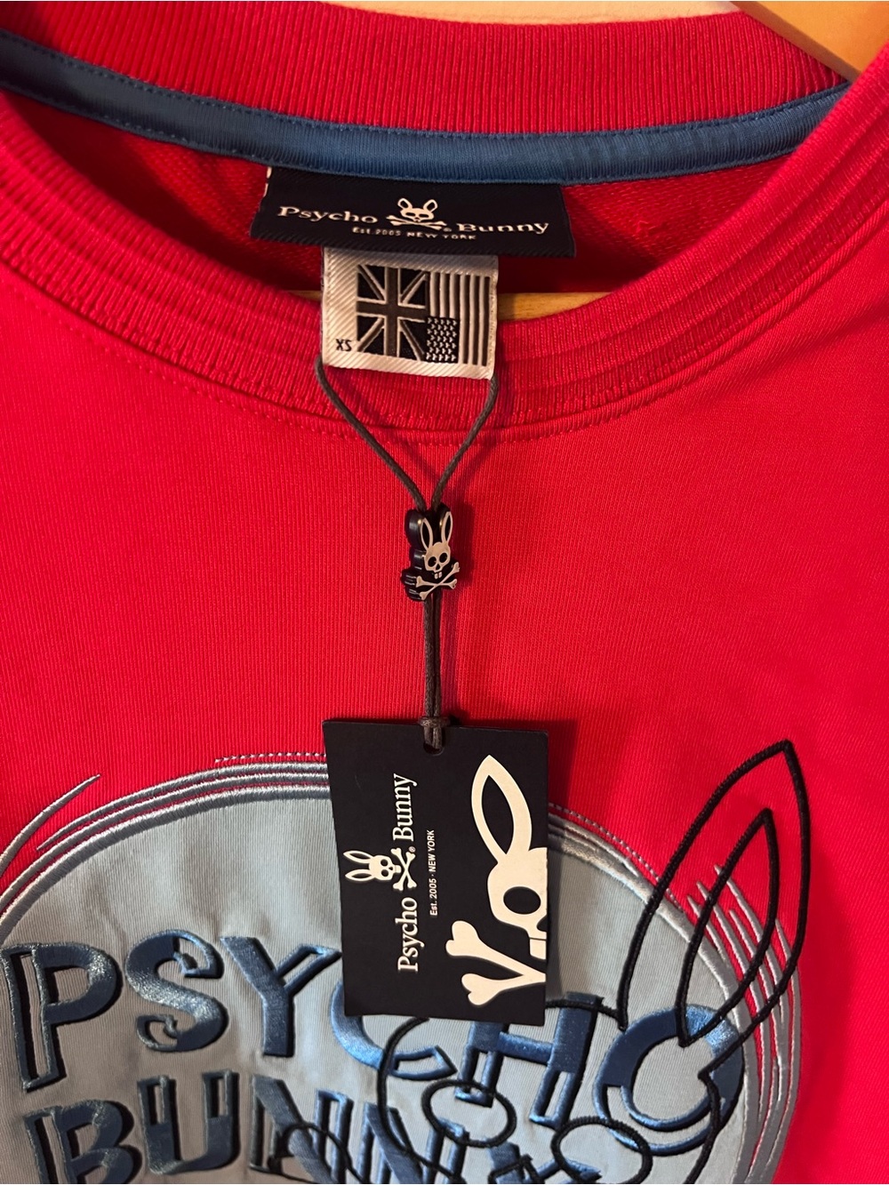 Psycho Bunny Men’s Graphic Crewneck Sweatshirt Red Blue NWT Skull - Picture 2 of 8